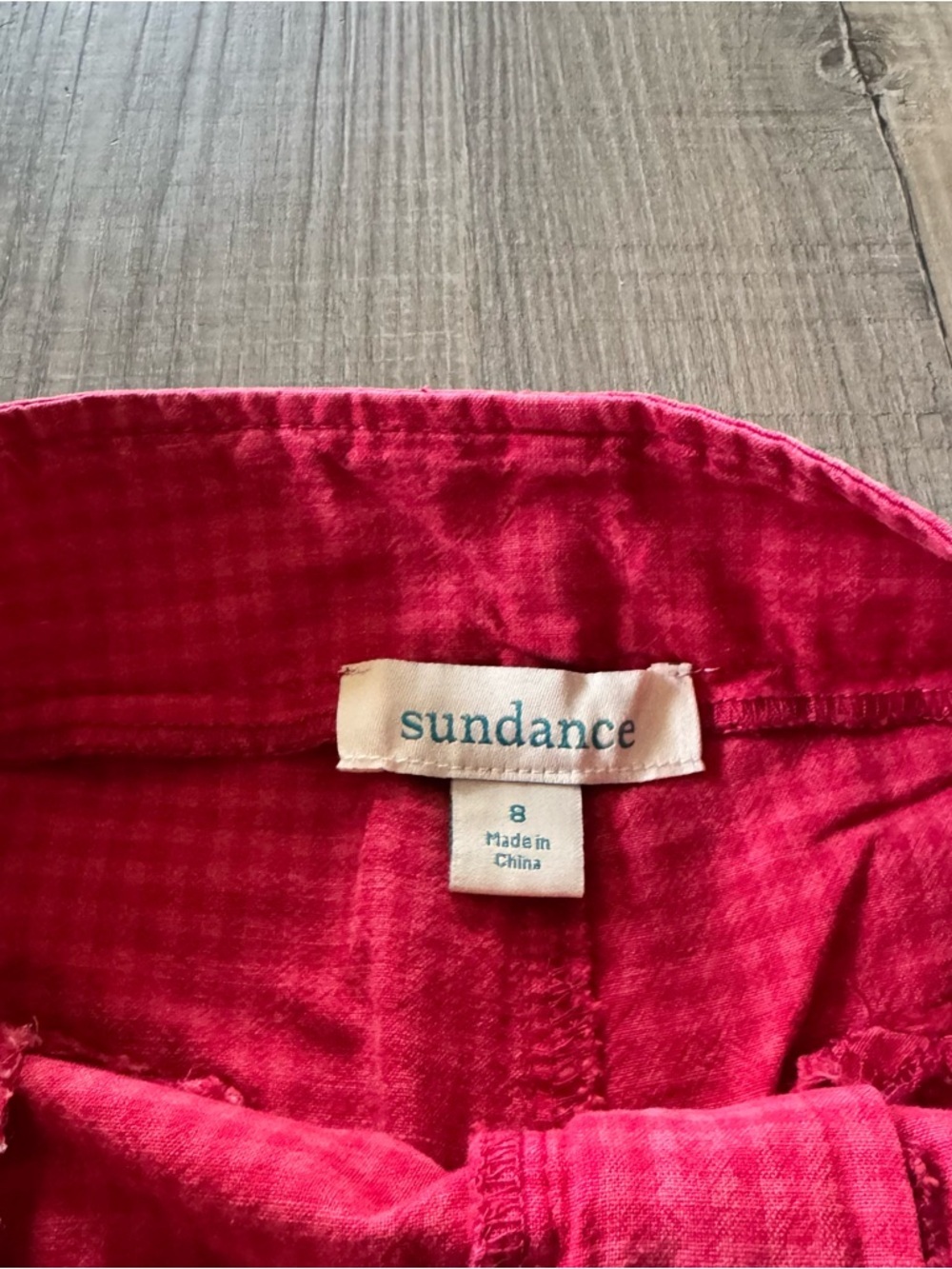 Sundance Life of Dreams Trouser Size 8 Red Gingham Check Cropped Ankle Pants - Picture 5 of 6